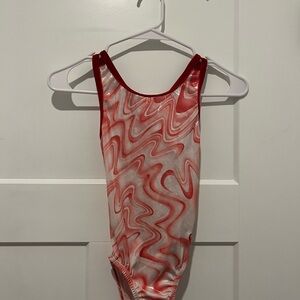 GK Red and White Wave Pattern Leotard